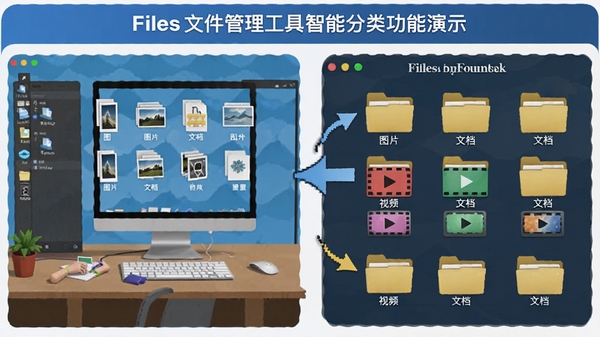 TheFiles�ļ������������ܷ��๦����ʾ��չʾ�Զ������ҵ������ļ���ͼƬ���ĵ�����Ƶ�������������ͬ�ļ��е�ʾ��ͼ