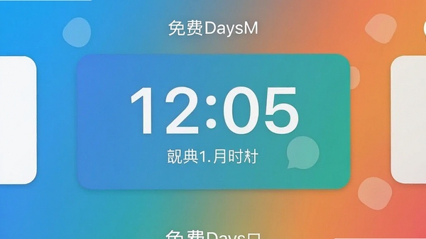 ����ʱ���DaysM�Ľ����ͼ��չʾ����Ļ�ϵĵ����տ�Ƭ������Ϊ����ɫ����Ƭ�������������ڣ�������ִ�