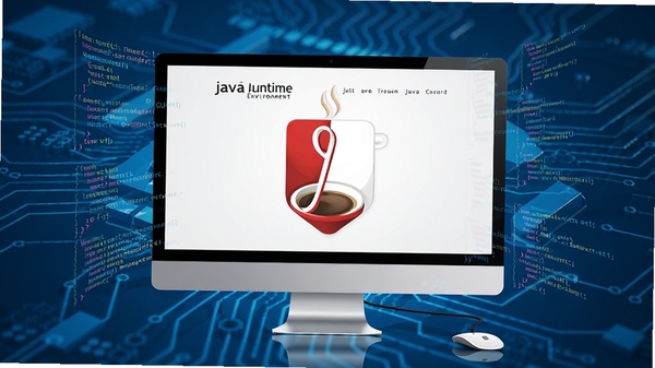 Java Runtime Environment�ٷ�����ҳ�棬��ɫ�Ƽ�������������Ļ��ʾJava���ȱ�ͼ�꣬��Χ���ƴ���Ԫ�أ�������