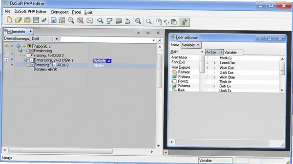 DzSoft PHP Editor���������н��棬��ʾ�ϵ�λ�úͱ������Ӵ��ڣ����Թ����������ɼ�
