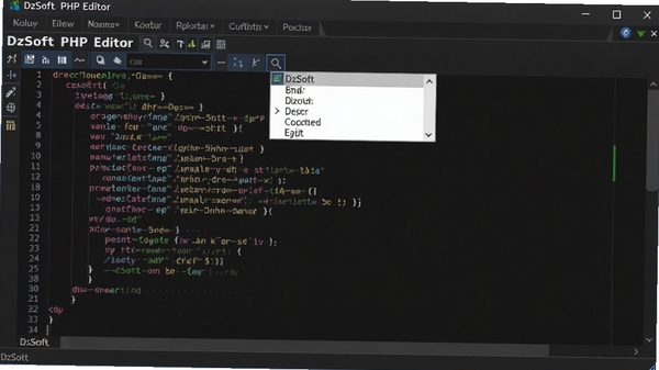 DzSoft PHP Editor�Ĵ���༭���棬չʾ��ɫ�﷨�������Զ���ȫ��ʾ��������ɫ���⣬��������