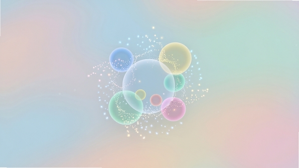 һ������DOTS Mobile������ѧ���ĸ���ͼ����������ͽ��䱳��Ϊ�������������ż�����͸���Ĳ�ɫԲ�㣬��Χ��΢������Ч��������ɾ���Ψ���������⾳