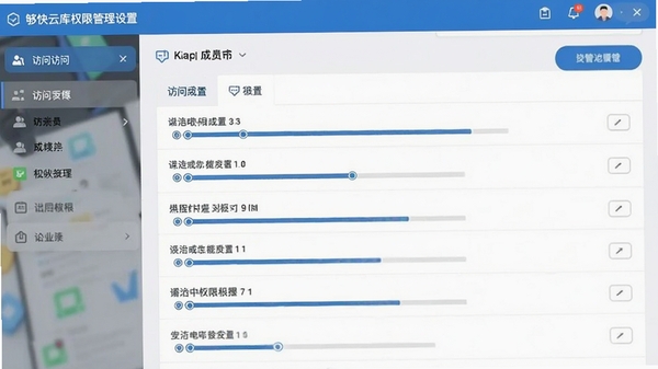 够快云库权限管理设置界面,展示不同成员的访问权限选项