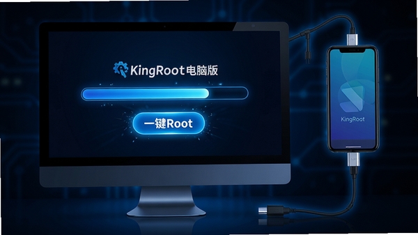 KingRoot���԰�һ��Root��������ʾ��ͼ��������Ļ��ʾ���������ֻ����������ߣ���������Ƽ����⣬������ɫ��ͻ����һ��Root����ť������������רҵ��ǿ��