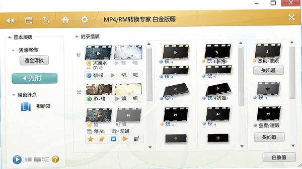 MP4/RM转换专家 白金版软件主界面截图,展示简洁的转换操作面板和多种格式选项