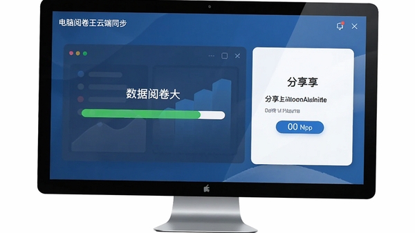 电脑阅卷王摄像头版云端同步界面,显示数据上传进度和分享链接