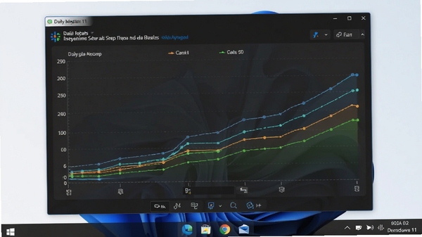 电脑开关机记录查看器运行在Windows 11系统上的桌面截图,背景为深色模式,软件窗口显示详细的每日统计趋势图