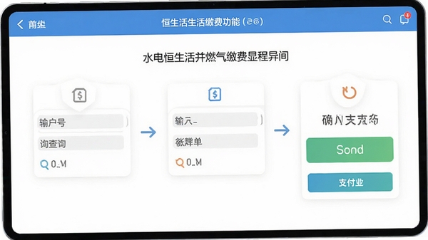 ����������ɷѹ��ܽ��棬չʾˮ��ȼ���ɷ����̣����뻧�š���ѯ�˵���ȷ��֧�������������������ࡣ