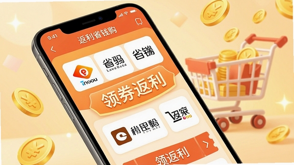 һ�������ֻ���Ļչʾ����ʡǮ��APP���棬�������и������ƽ̨��LOGO�͡���ȯ��������������������ܰ�Ĺ��ﳵ�ͽ��Ԫ�أ��������������ͻ����ʡǮ���͡�����������