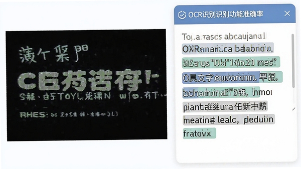 ��ʾͼƬ��ʶ����OCR����ʶ���ܵ�Ч��ͼ�����Ϊһ�ź������ֵ�ͼƬ���Ҳ�Ϊʶ���������������壬���ָ�����ʾ��������࣬ͻ��ʶ��׼ȷ�ʸߵ��ص㡣