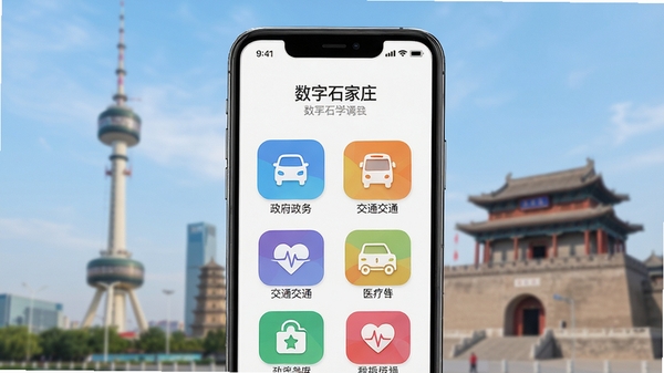 һ�������ֻ���Ļչʾ����ʯ��ׯapp�����棬�����黯Ϊʯ��ׯ�ر꽨����������������ųǣ�����������ʾ���񡢽�ͨ��ҽ�ƵȲ�ɫ����ͼ�꣬���������ִ��������Ƽ�����������Ϣ����ƽ����Ʒ��