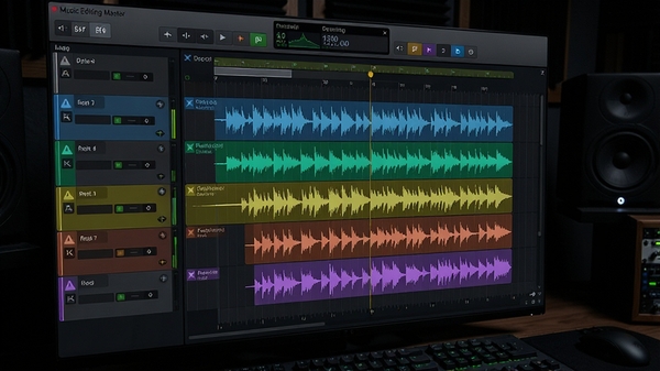 Music Editing Master������չʾ�������Ƶ�༭���棬�������������ɫ������������Ϊ��ɫרҵ���ֹ���վ���