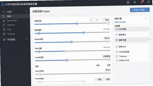 次世代验证码识别系统高级设置界面,展示可调节的识别参数滑块和选项框