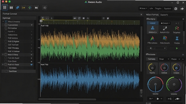 һ��չʾAwave Audio����������Ľ�ͼ�����������Ƶ���α༭������ʽת��ѡ���б���Ч������壬�����רҵ��ͻ�����ʽ֧�ֹ���