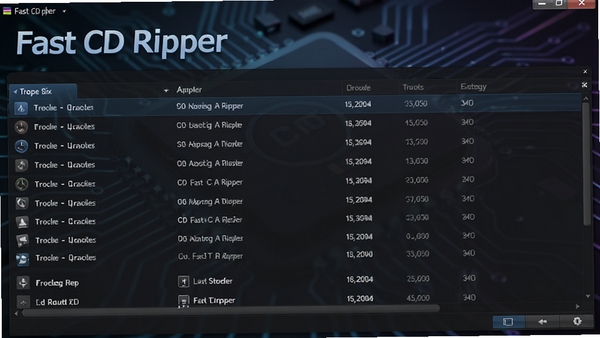 Fast CD Ripper�������ͼ��չʾ�����������ֺ������б�������Ϊ��ɫ�Ƽ��з������������Ŀ��ʾ��������ͣ�ϸ�ڷḻ