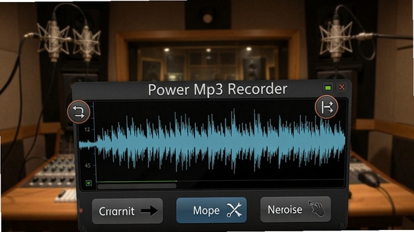 Power Mp3 Recorder��Ƶ�༭���棬��ʾ����ͼ����й��ߣ������ü����ϲ�������Ȱ�ť������Ϊרҵ¼������