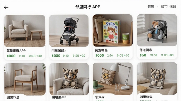 ����ͬ��APP���Ｏ�й��ܽ��棬չʾ����������Ʒ�б����мҾߡ�Ӥ�������鼮�ȣ�������¼��