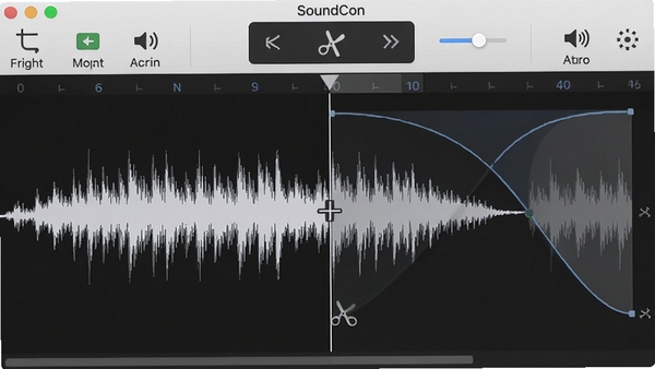 SoundCon��Ƶ�������棬��ʾ����ͼ�ϵļ��б�Ǻ͵��뵭�����ߣ������������ü����ϲ����������ڵ�ͼ�꣬������ˬ���á�