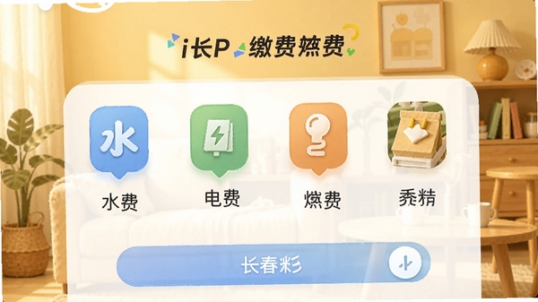 һ��չʾi����APP����ɷѹ��ܵĽ������ͼ������ˮ�ѡ���ѡ�ȼ���ѵ��˵�ͼ�꣬������ů��ɫ��Ϊ�����������������