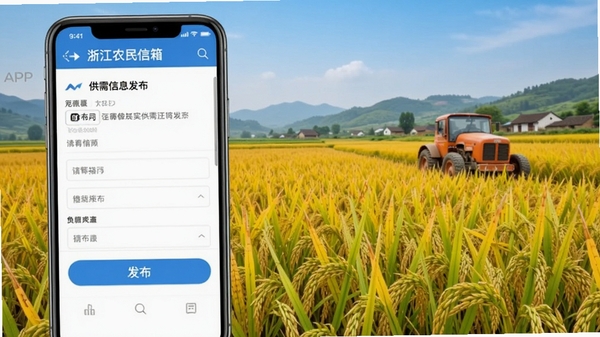 �㽭ũ������APP�Ĺ�����Ϣ����ҳ�棬ģ���ֻ����棬չʾ��д�����ͷ�����ť������Ϊ���յ�ũ�
