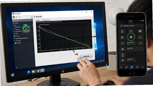 һ����ʾHackerJLY���̹�������һ̨Windows���������У��û����ڵ�����������̡���ť��������Ļ��ʾϵͳ��Դռ���½������ߣ��Ա����ֻ�չʾԶ�̿��ƽ��棬����������ͻ�������Ĳ�������ԡ�