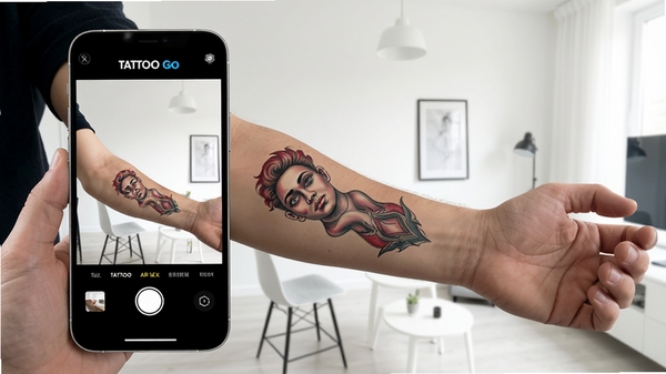 Tattoo GoӦ��AR���ƹ�����ʾ���ֻ���Ļ��ʾ�û��ֱ���ģ������ͼ��������Ϊ������ڣ�����������ͻ���Ƽ�������ʵ��