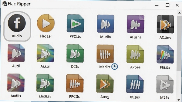 Flac Ripper��ʽѡ��˵���չʾ������Ƶ��ʽͼ�꣬�������룬ɫ������