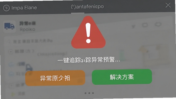 查快递一键追踪异常预警界面,红色感叹号图标,下方显示异常原因和解决方案按钮