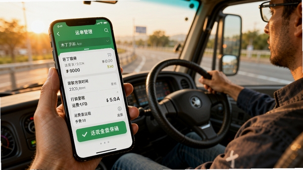 ľ��˾��app���˵��������棬չʾһ������ɵ��˵����飬����װж��ʱ�䡢��ʻ��̺��˷ѽ�������˾���ڼ�ʻ��ʹ���ֻ�ȷ��ǩ�յĳ�����ůɫ�������ֱ�ݸ�Ч��