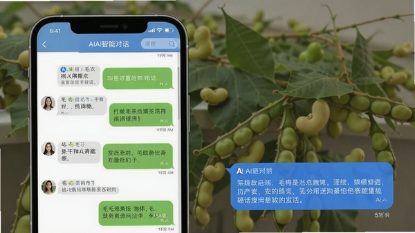 ë��AI���ܶԻ����棬�ֻ���Ļ��ʾ���������¼��AI�ظ����������������黯������ͻ���Ի�����