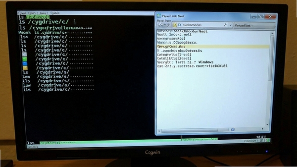 ��ʾCygwin�ն���ʹ��ls /cygdrive/c/�����г�Windows�ļ���ͬʱ�򿪼��±�����չʾ��ϵͳ����