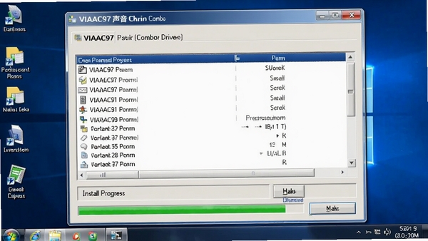 VIAAC97����оƬCombo������װ����ʾ��ͼ��չʾ���������б��Ͱ�װ������������ΪWindows���棬�������רҵ
