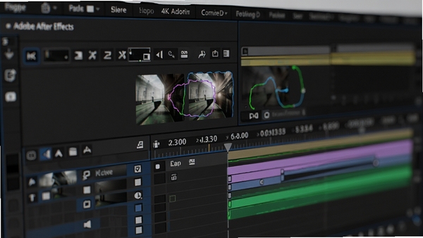Adobe After Effectsͼ��ϳ������д��չʾ��ͼ��ѵ���ʱ���߹ؼ�֡�������ɰ�·��������������ɫ�����ޣ�����רҵ���ڹ������̣�4K�ֱ��ʡ�