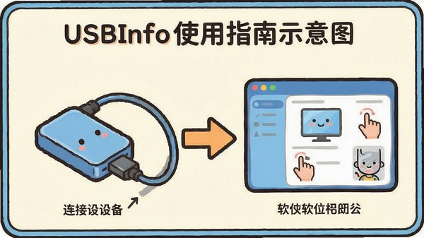 USBInfoʹ��ָ��ʾ��ͼ��չʾ�����豸����������Ľ��������ͨ�Ѻ�