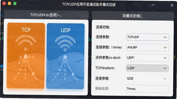 TCP/UDPӦ�ÿ�����������˫ģʽ�л����棬TCP��UDPѡ����������Ӳ�����������չʾ
