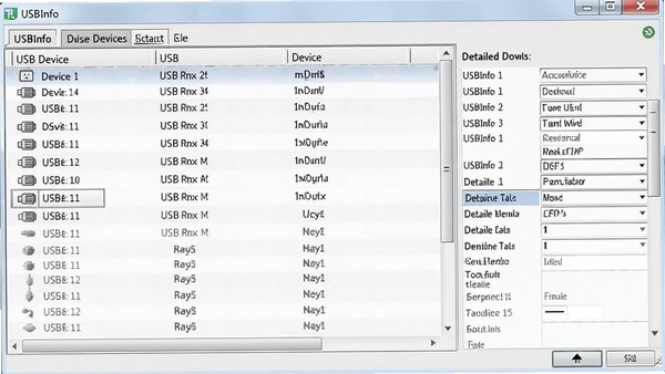 USBInfo�����������ͼ��չʾUSB�豸�б�����ϸ��Ϣ���