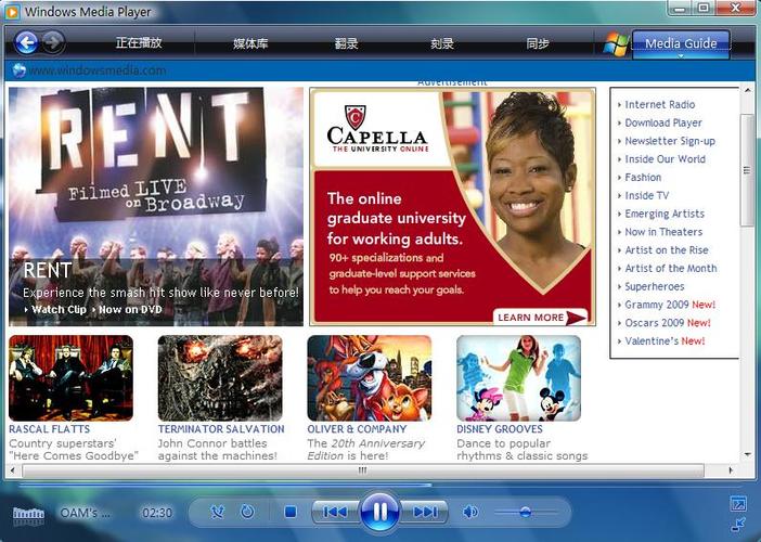 Windows Media Player ������-��ЧӰ���������ֽ�ͼ