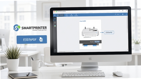 SmartPrinter�����ӡ�������棬��ʾ����logo�롰��ӡΪPDF�����ܰ�ť������Ϊ�ִ���Լ�칫����������Ļ������չʾ��ӡת���������̣���������������ͻ��������Ч��ݵ��ص�