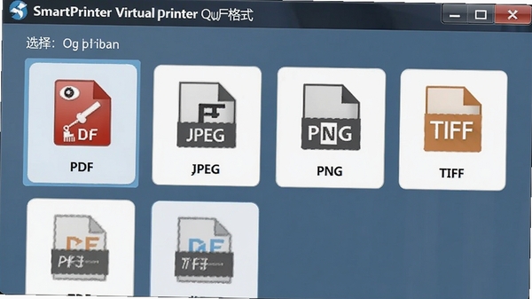 SmartPrinter�����ӡ�������ʽѡ����棬չʾPDF��JPEG��PNG��TIFF�ȶ��ָ�ʽѡ�ͼ�������������Ѻá�