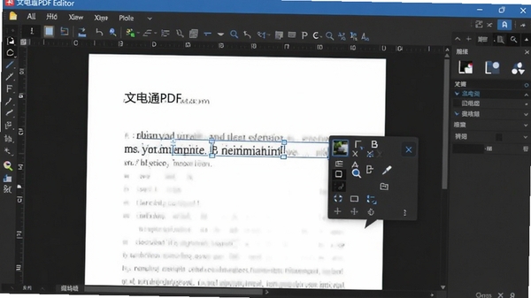 �ĵ�ͨPDF�༭���༭�ı���ͼƬ�Ĳ������棬��ʾѡ���ı���ĸ���������������Ϊ�ĵ��༭״̬����������
