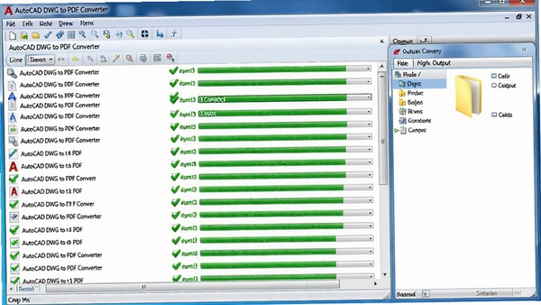 ������Ļ����ʾAutoCAD DWG to PDF Converter����ת���б�����ʮ���ļ�����ɫ�Թ���������ȫ����ɣ��Ҳ���ʾ����ļ��д��ڣ����дʵרҵ��ͻ����������