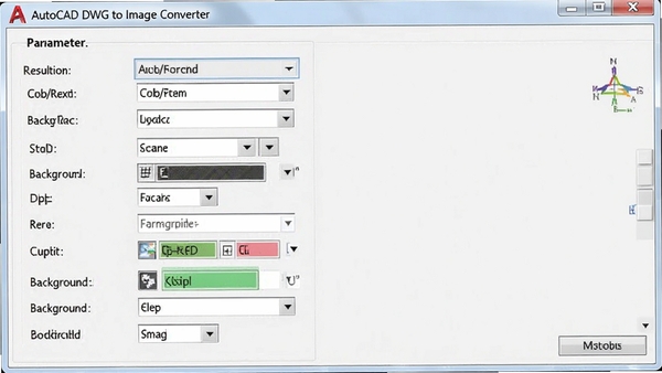 AutoCAD DWG to Image Converter����������壬��ʾ�ֱ��ʡ�ɫ��ģʽ������ɫ��ѡ��