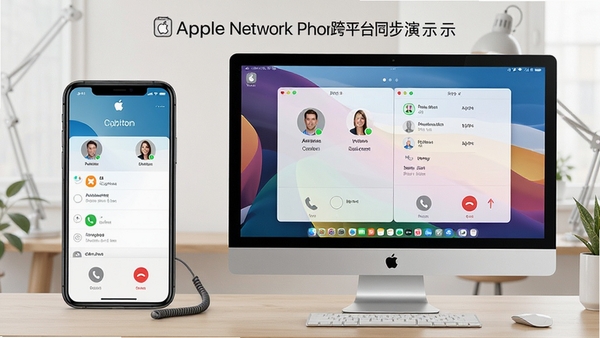Apple����绰��ƽ̨ͬ����ʾͼ��չʾ�ֻ��������Ļ���ţ���ʾͬ������ϵ�˺�ͨ����¼��ǿ�����豸Эͬ��������