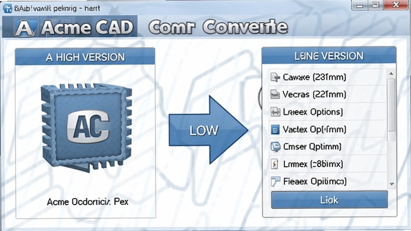 Acme CAD Converter�汾ת��������ʾ����ʾ�Ӹ߰汾���Ͱ汾��ת��ѡ����м�ͷʾ��ͼ