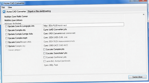 Acme CAD Converter���������Ż����ý��棬��ʾ����Ĳ���ת��ѡ��ͻ���������ť