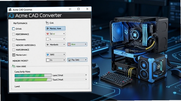 Acme CAD Converter�����Ż����ý��棬��ʾ����ѡ����ڴ�ռ������������е���Ӳ��ͼ�꣬���Ƽ���