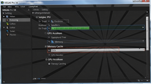 VEGAS Pro 16���ý��棬��ʾGPU���ٺ��ڴ滺��ѡ������û��Ż�����