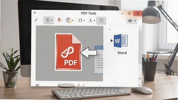 չʾPDF-Toolsת�����ܽ��棬��PDF�ļ���ק���������ڣ�ѡ�������ʽΪWord������Ϊ�칫���滷��