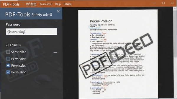 չʾPDF-Tools��ȫ���ܹ��ܣ�����������������Ȩ��ѡ��ĵ�Ԥ����ʾˮӡЧ��