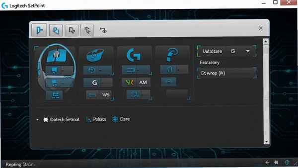 Logitech SetPoint ���������ͼ��չʾ��갴���Զ���������壬����Ϊ��ɫ�Ƽ��У�ͼ�������ʾ